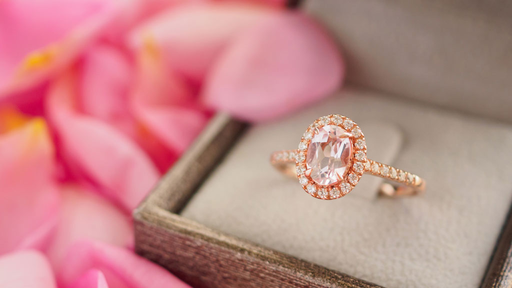 14kt rose gold flower diamond wedding ring