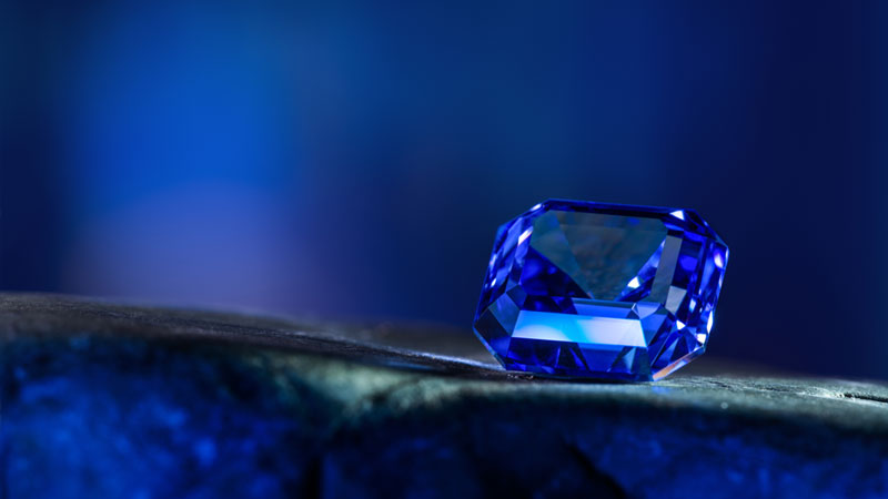 Sapphire, a precious blue-colored gem (and the favorite colored gemstone for most people)