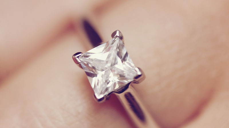 A princess shape diamond engagement ring