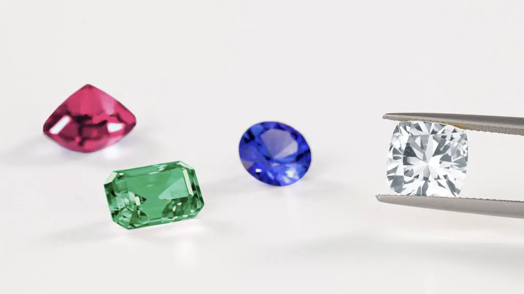 Four precious stones on display