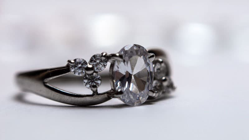 This jewelry piece features black plating and black diamonds.