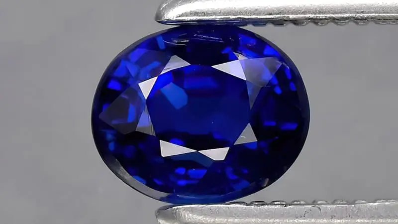 A deep blue Burmese sapphire.