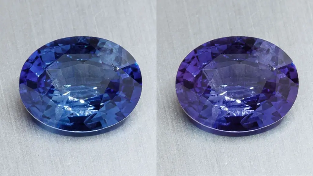 A blue-to-purple color change sapphire.