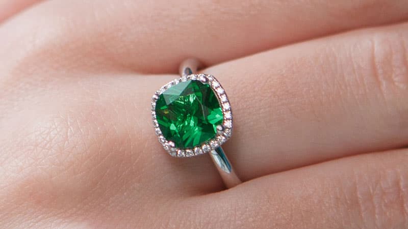An emerald from Columbia of dark green color, the highest quality emerald color.