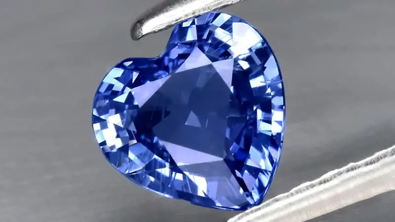 A heart-shaped blue heat treated sapphire.