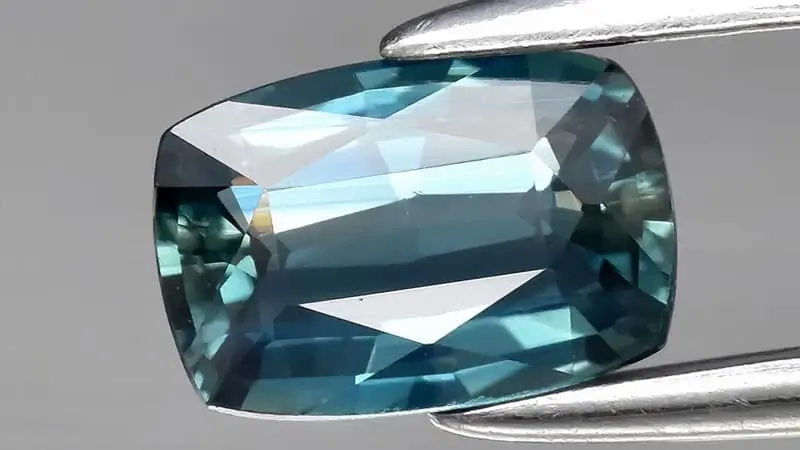 A teal sapphire from a sapphire mine in Sri Lanka.