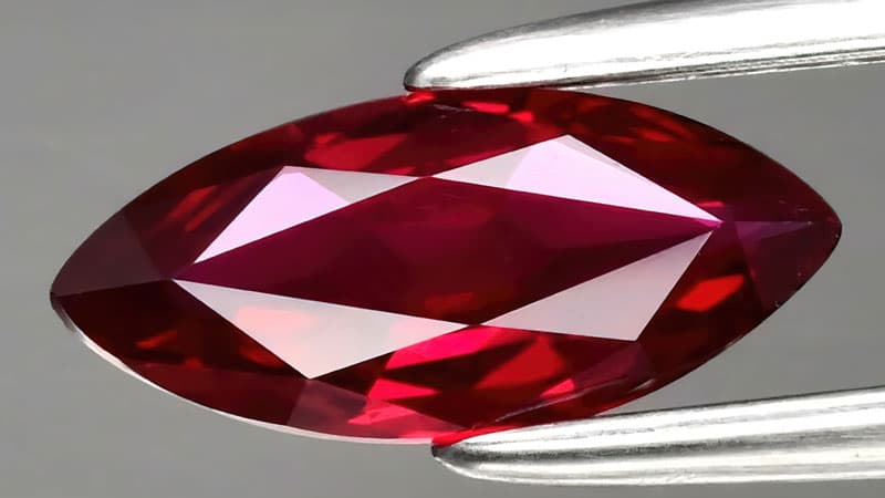 A marquise cut ruby from Thailand.