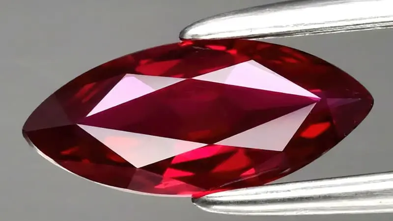 A marquise cut ruby from Thailand.