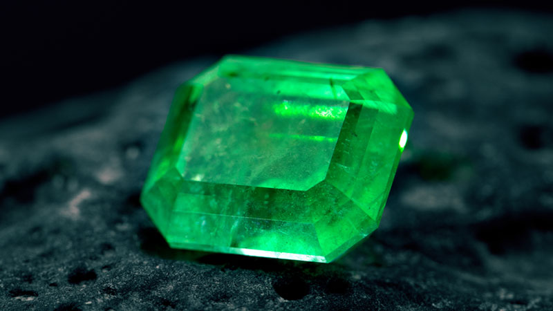 A treated emerald with bright color hues.