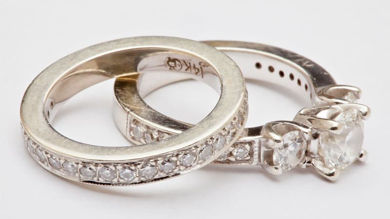 Two vintage white gold diamond rings
