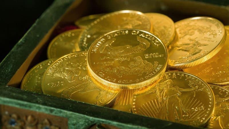 24k one ounce gold coins in a box