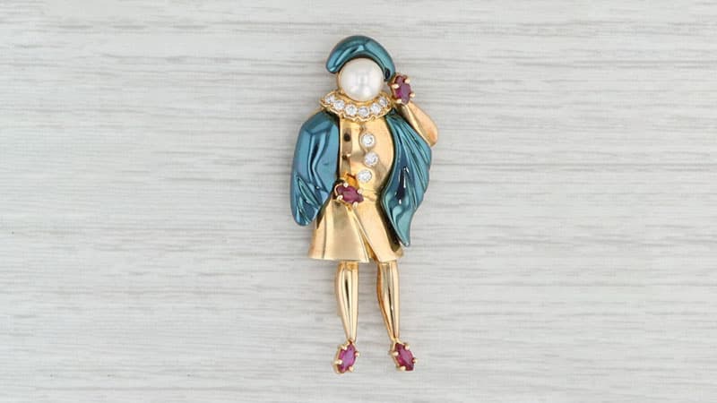 Vintage blue gold brooch